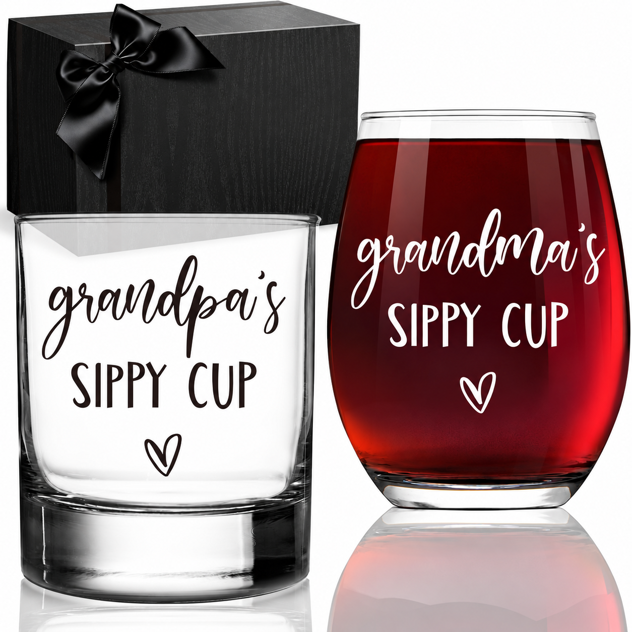 15 Oz Grandparents Sippy Cup Glass Set