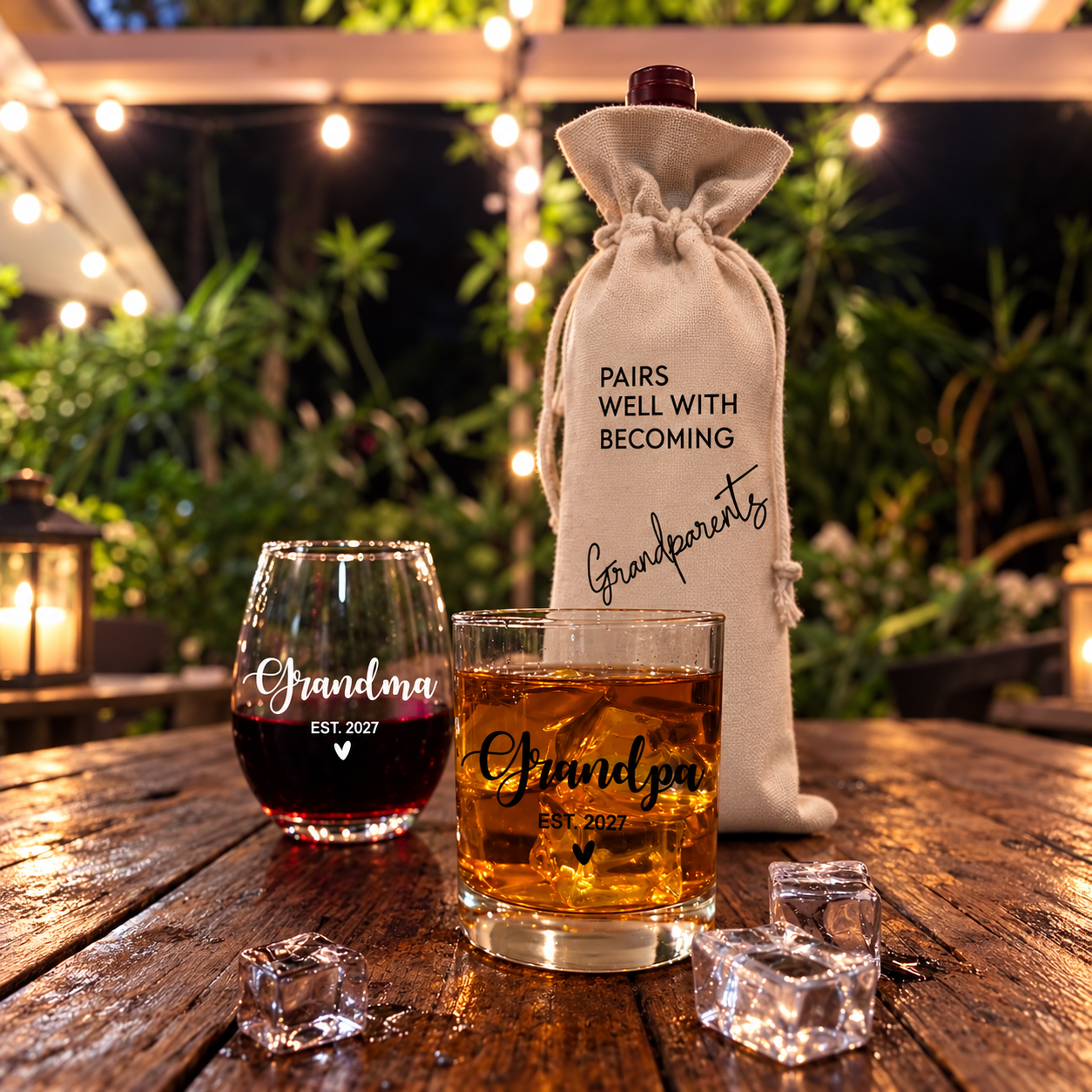 15oz Grandparents Wine Glass Set