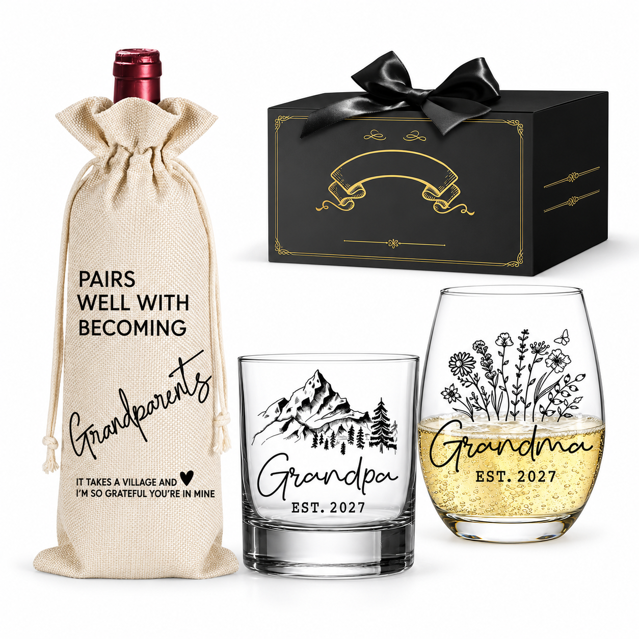 15oz Grandparents Wine Glass Set