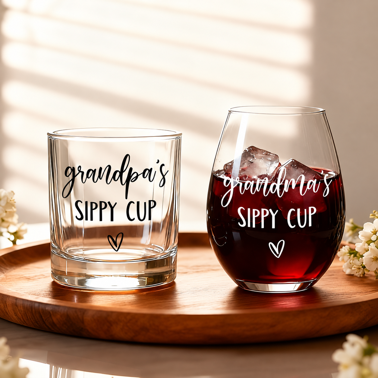 15 Oz Grandparents Sippy Cup Glass Set