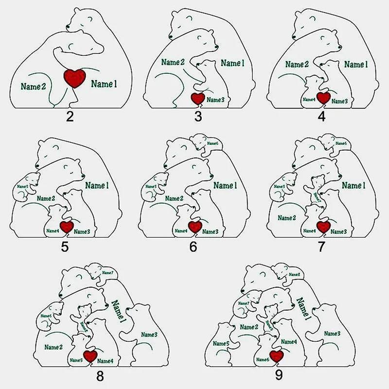 Bear Family LED Nightlight – Personalized Acrylic Light-Humiii