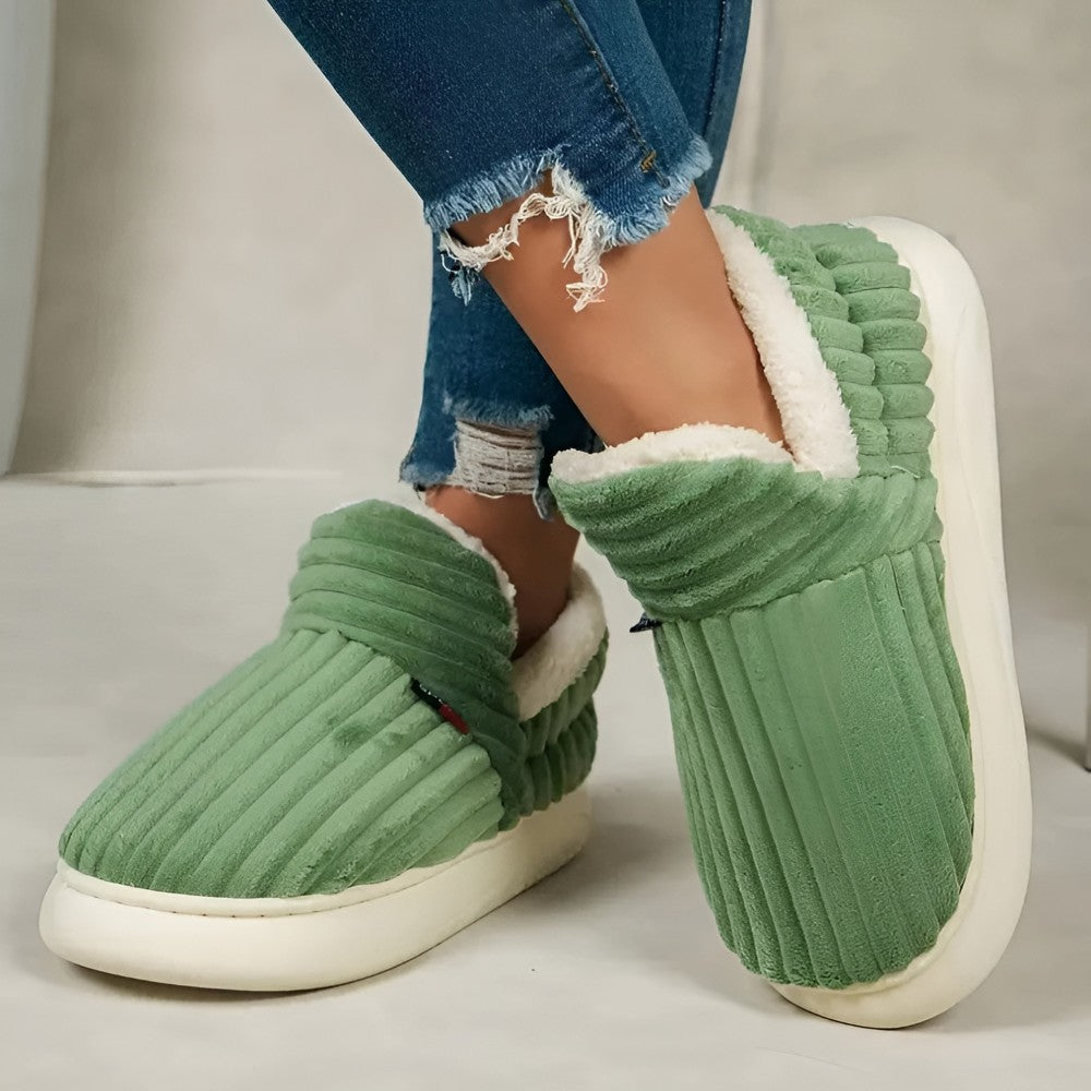 Ribbed Indoor Slippers With Anti Slip Sole