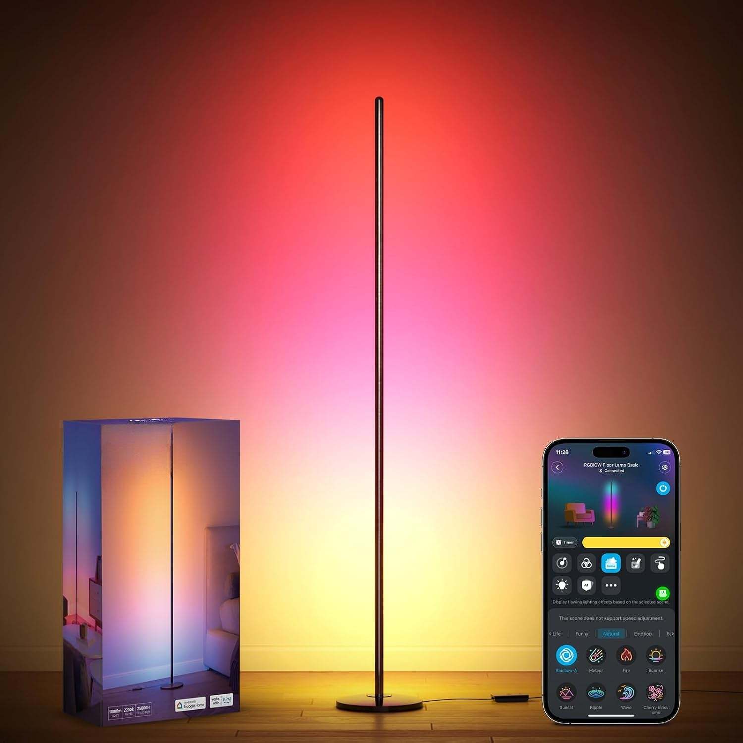 RGBIC Smart Modern Floor Lamp With Music And App Controlled-Humiii