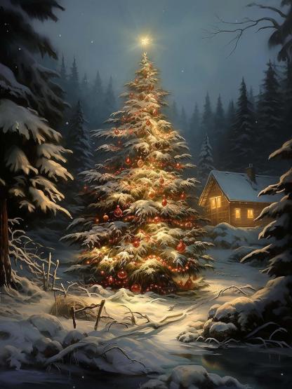 Stained Glass Christmas Tree Paint By Numbers Kit