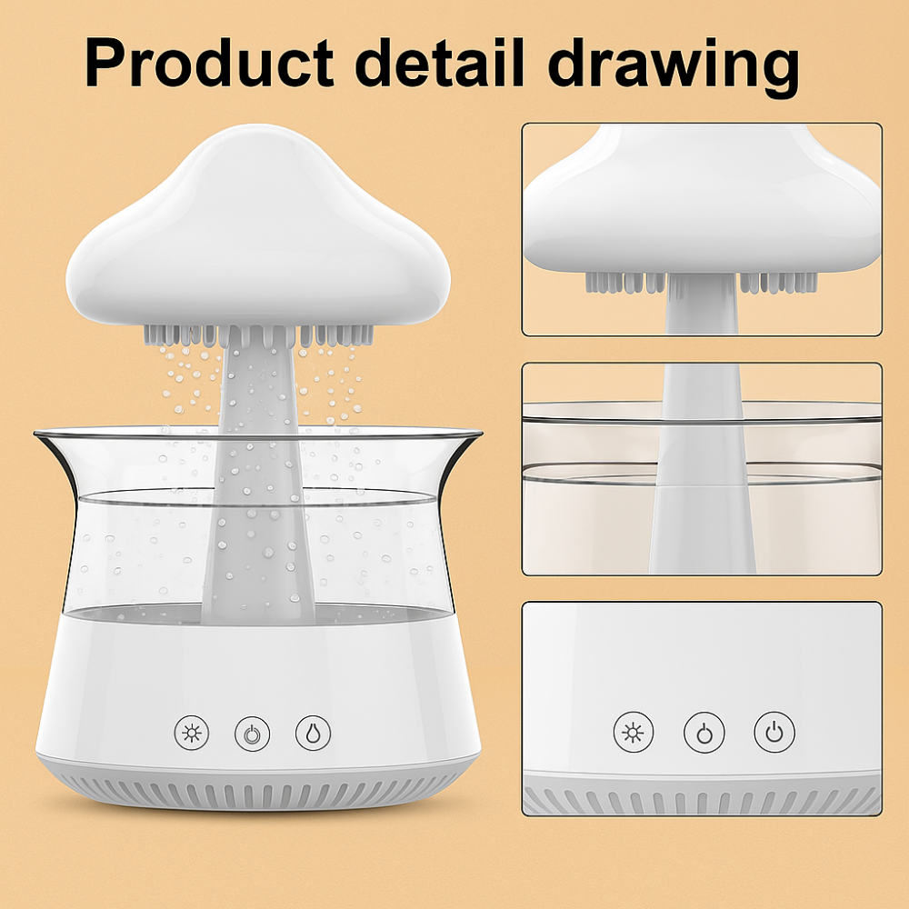 Rain Cloud Humidifier With Water Drip And Rain Sounds-Humiii