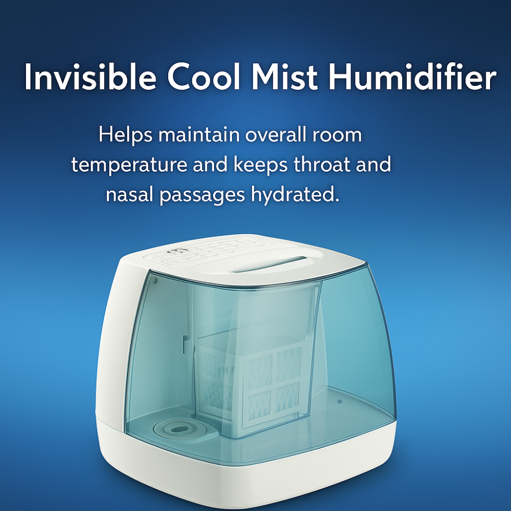 Equate 1 Point 1 Gallon Invisible Cool Mist Humidifier-Humiii