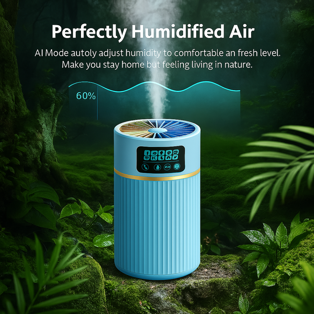 1 Point 1L Cool Mist Humidifier With Quiet Night Light Function-Humiii