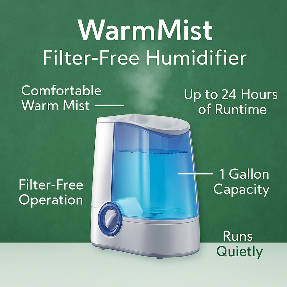 Warm Mist Humidifier 1-Gallon-Humiii