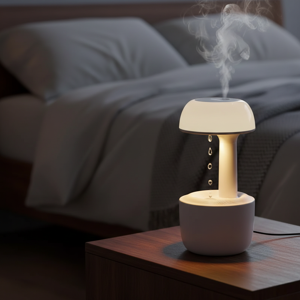 Mushroom Water Drop Humidifier Light