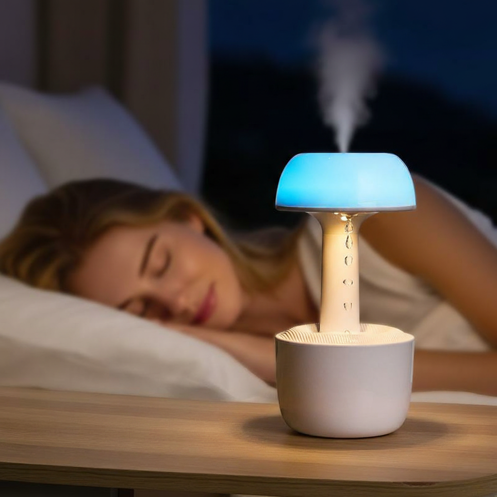 Mushroom Water Drop Humidifier Light