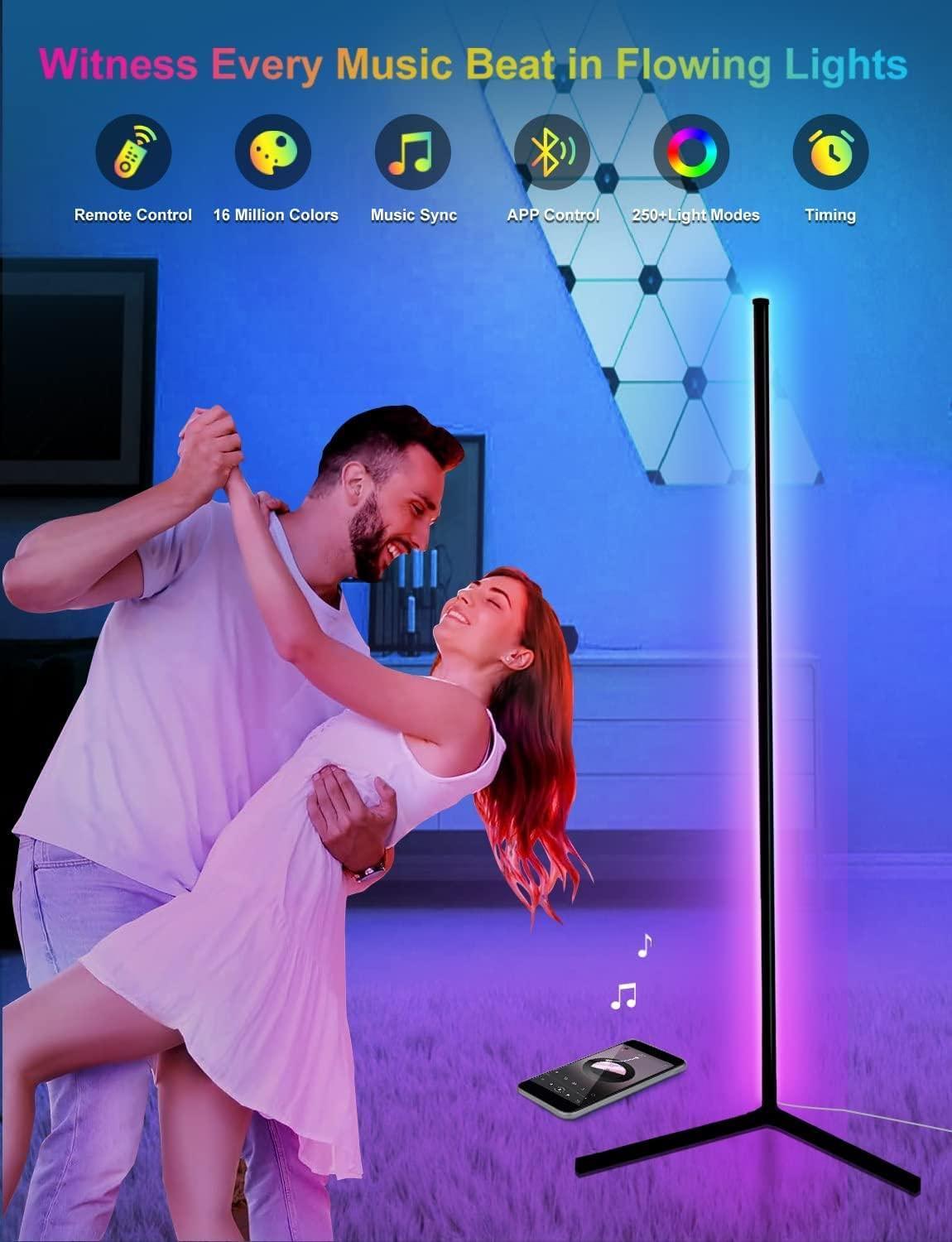 LED Floor Lamp With Remote And App Control - Solar Flame Torch