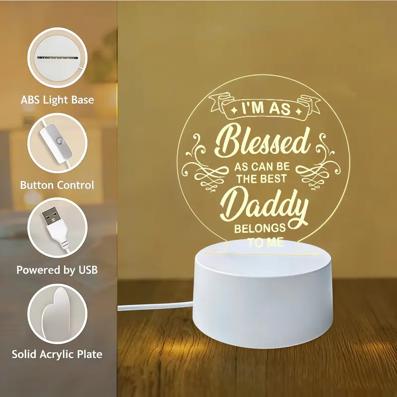 Tabletop Night Light Acrylic LED Gift For Dad