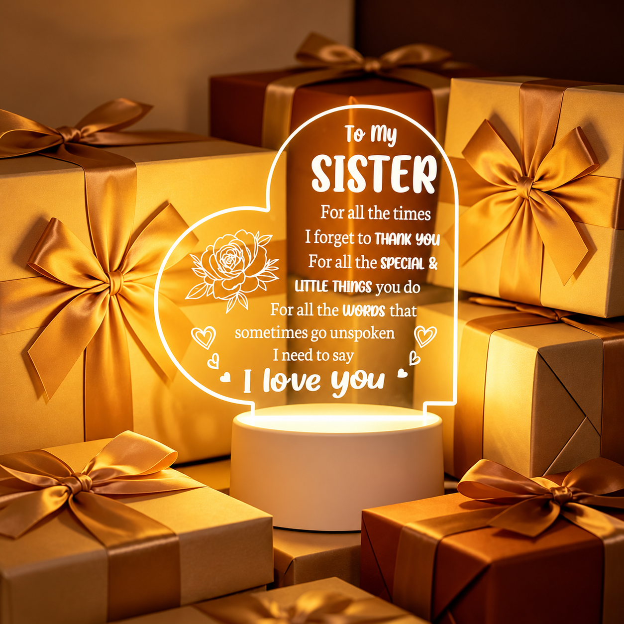 To My Sister Engraved LED Lamp