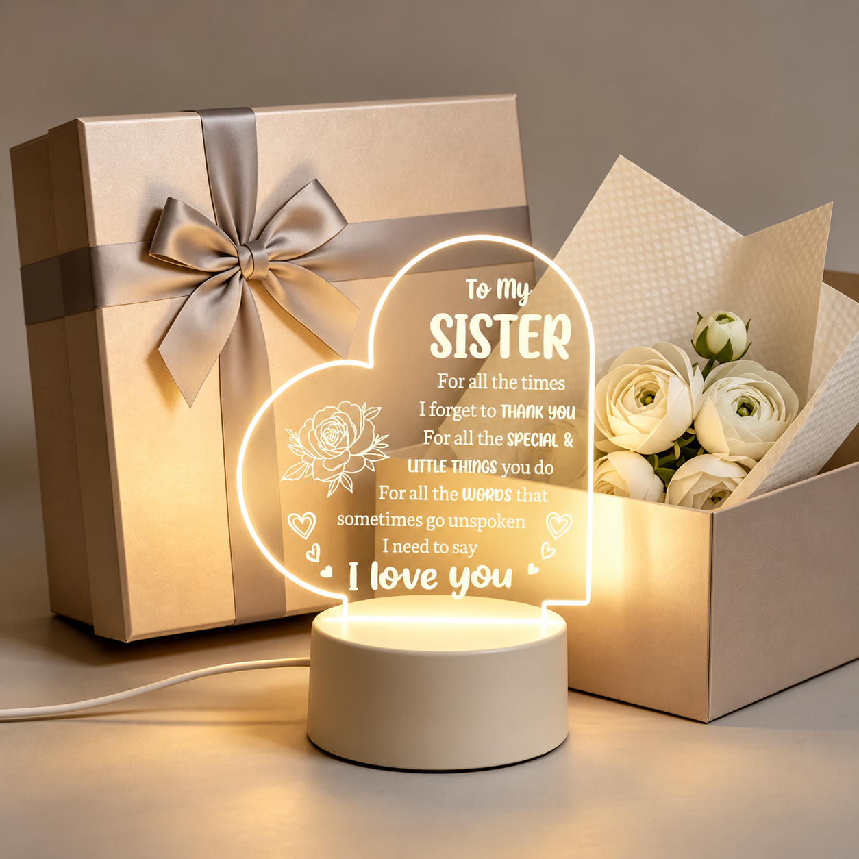 To My Sister Engraved LED Lamp