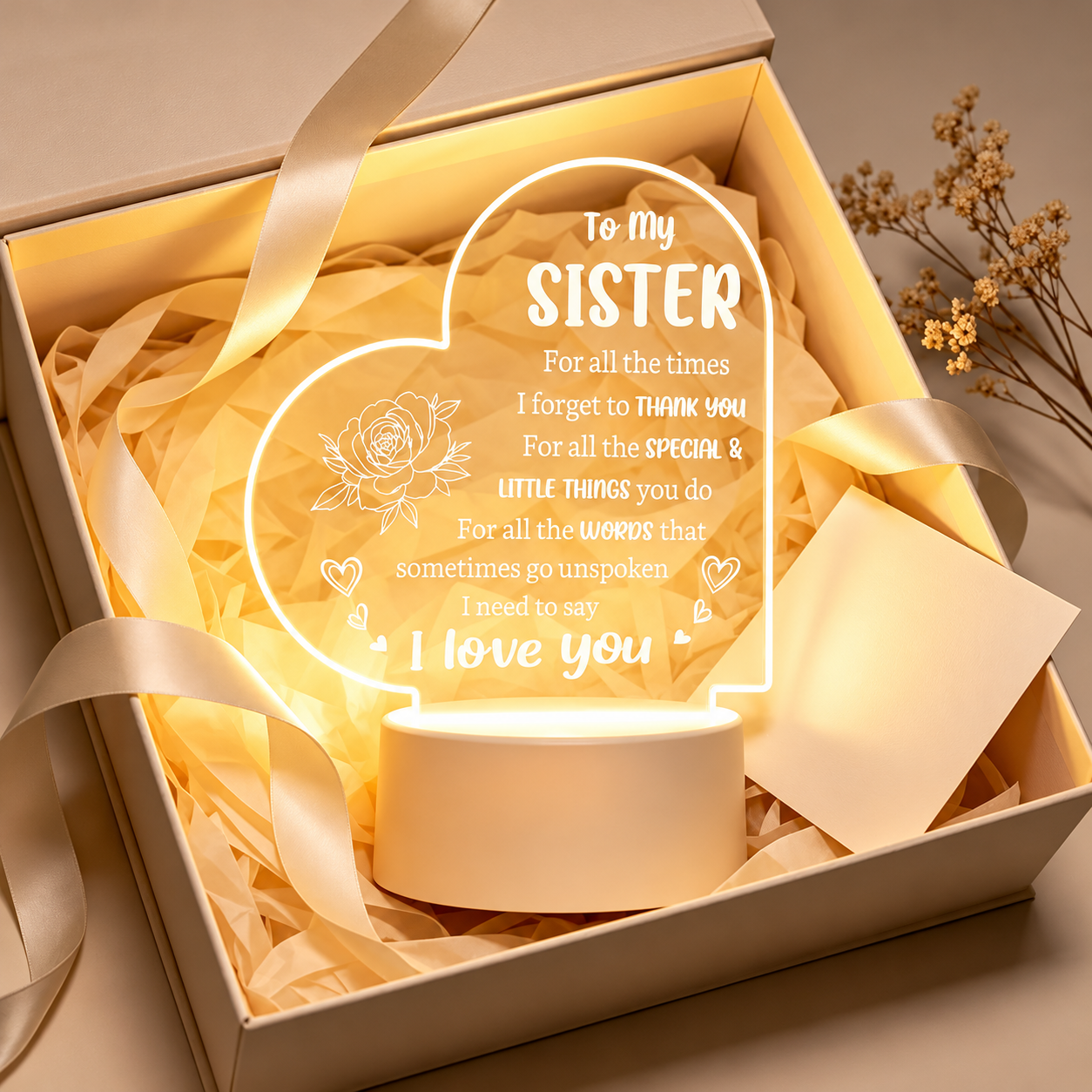 To My Sister Engraved LED Lamp