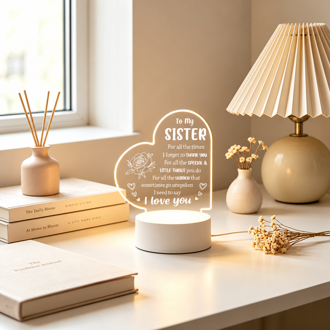 To My Sister Engraved LED Lamp