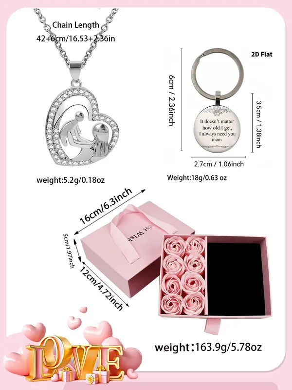 Keychain and pink rose gift box