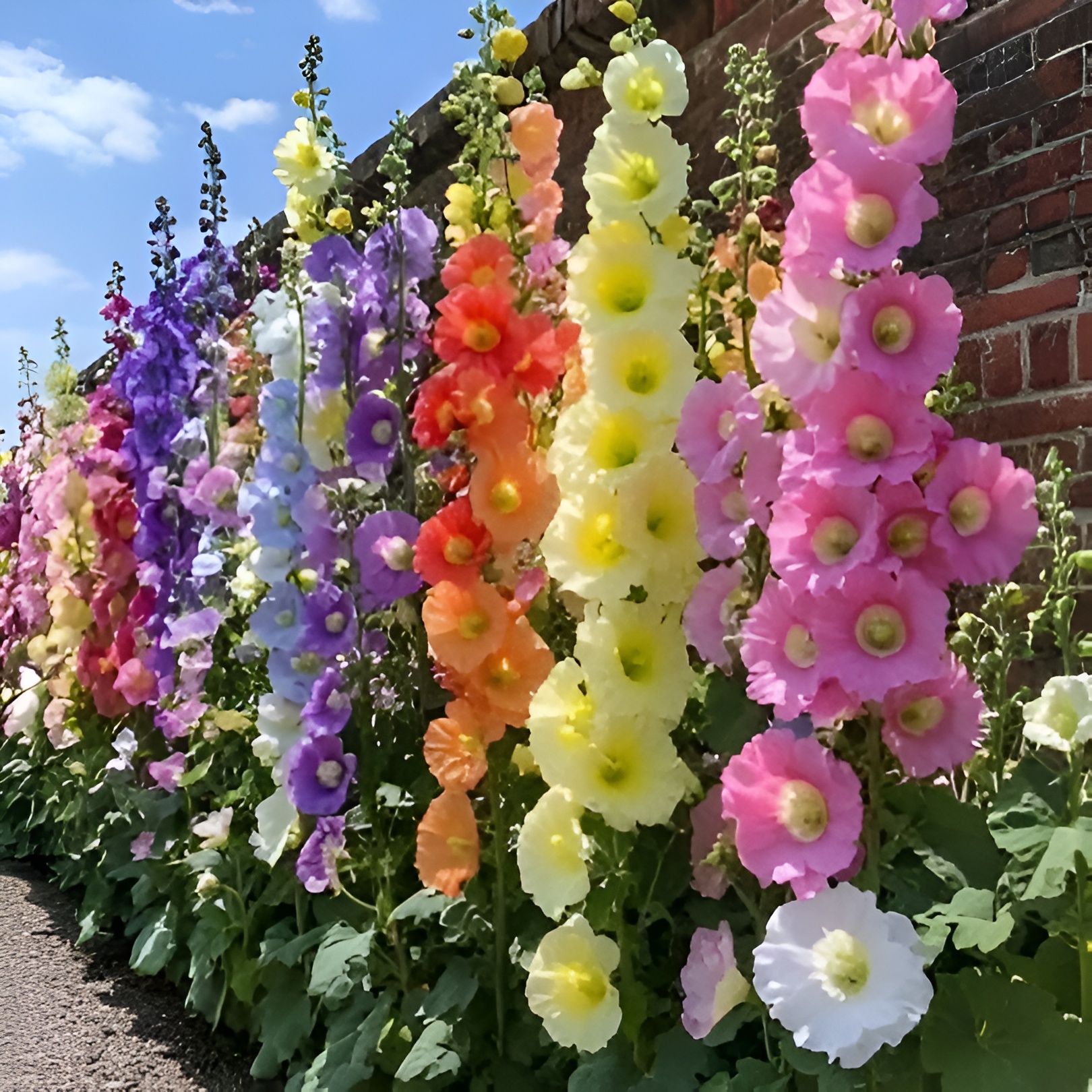 Colorful Flowering Hollyhock Planting Seeds Mixed Colors For Indoor Outdoor Gardens