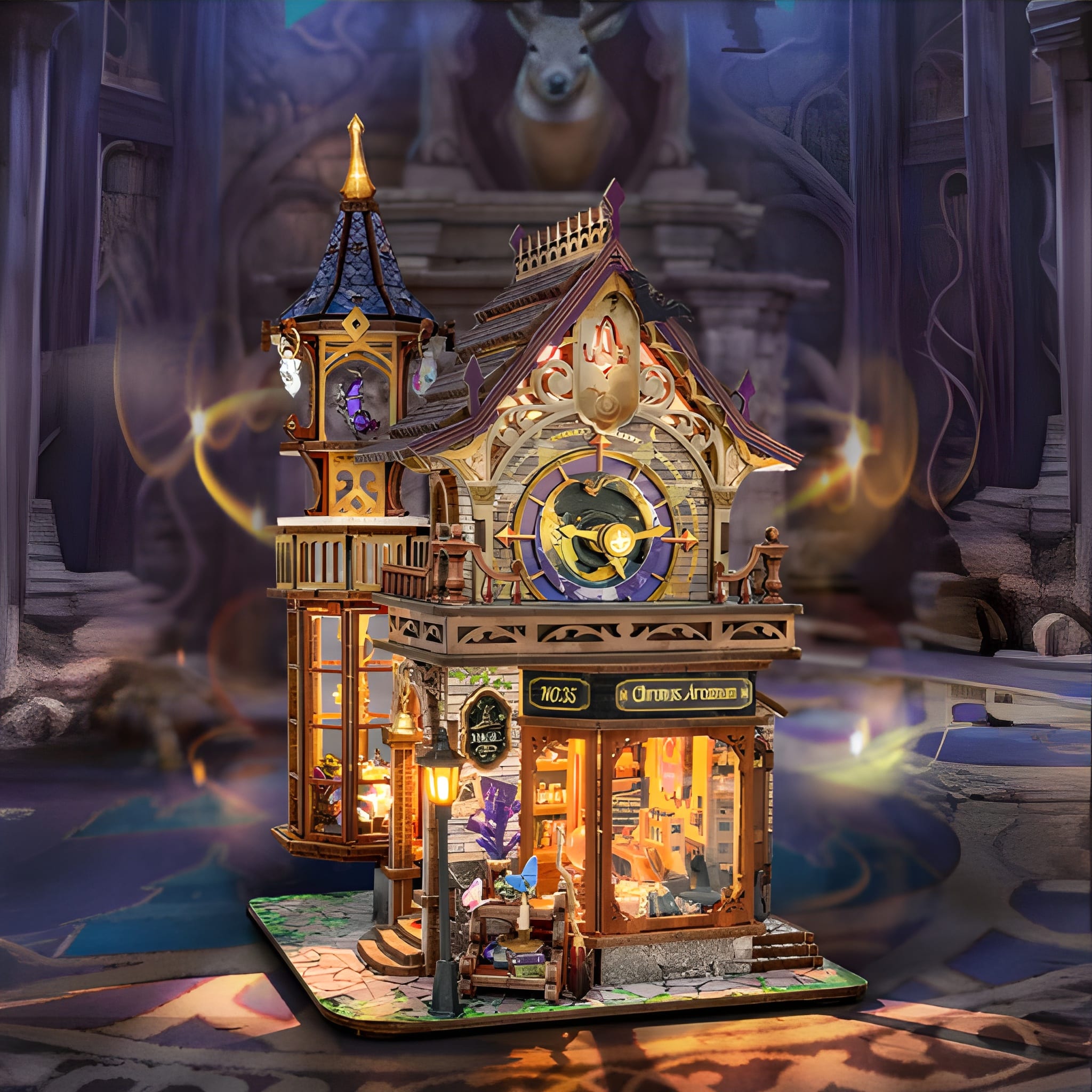 Moonlit Clock Cottage DIY Book Nook Kit