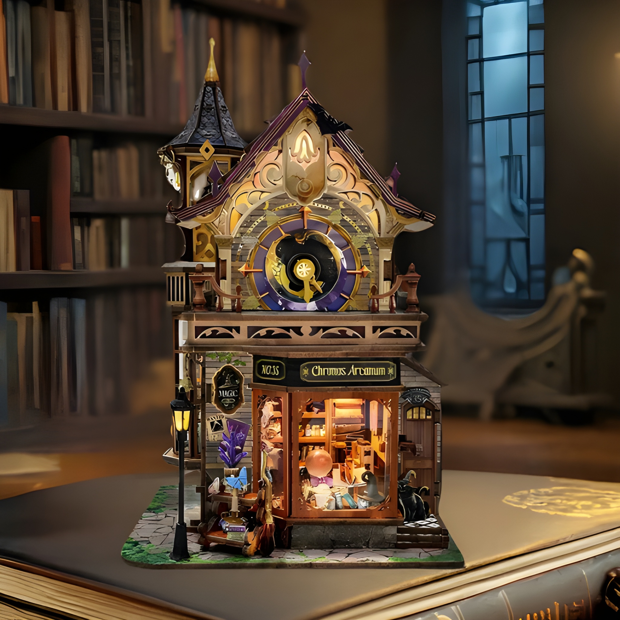 Moonlit Clock Cottage DIY Book Nook Kit
