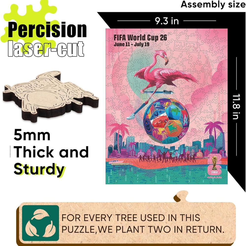 FIFA World Cup 2026 Miami City Poster Wooden Puzzle for Adult