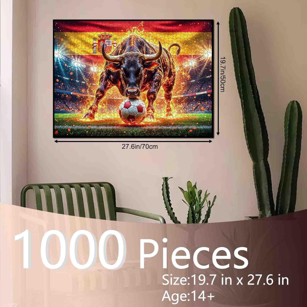 Pack Of 1000 Pieces Spanish Bull Soccer Sports Puzzle For Adults