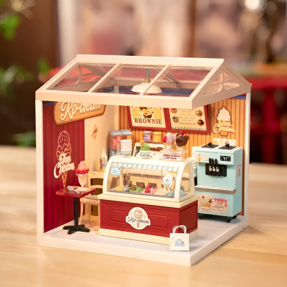 Ice Cream Shop Miniature Kit With Display Counter And Dessert Details