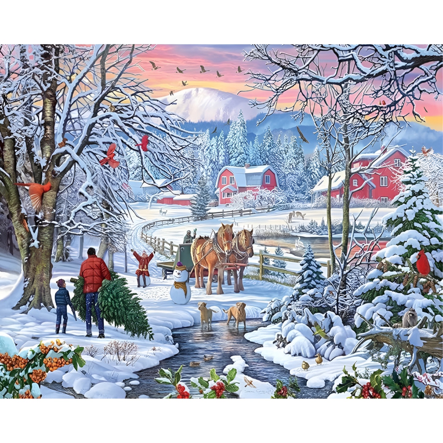 Jigsaw Puzzle 1000 Piece Winter Christmas Holiday Puzzles for Adults