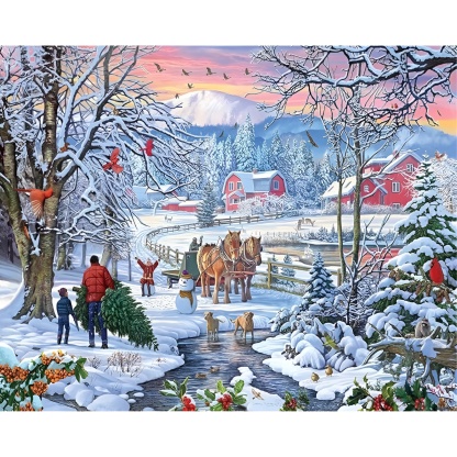 Jigsaw Puzzle 1000 Piece Winter Christmas Holiday Puzzles for Adults