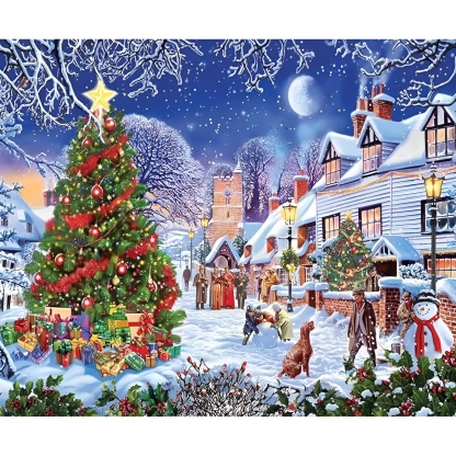 Village Christmas Tree 1000 Piece Holiday Jigsaw Puzzle