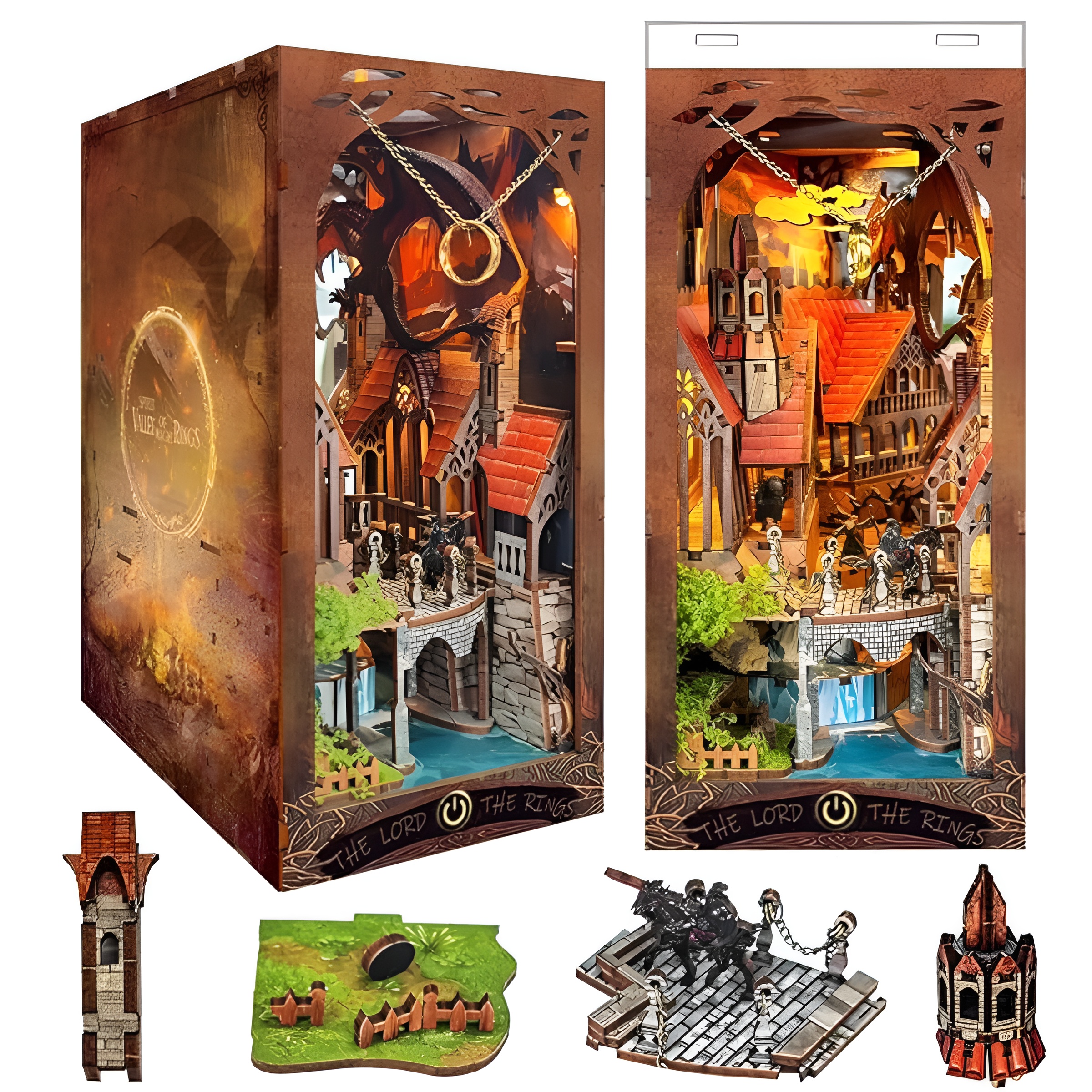 DIY Book Nook Kit Christmas 3D Wooden Miniature Puzzles with LED Light