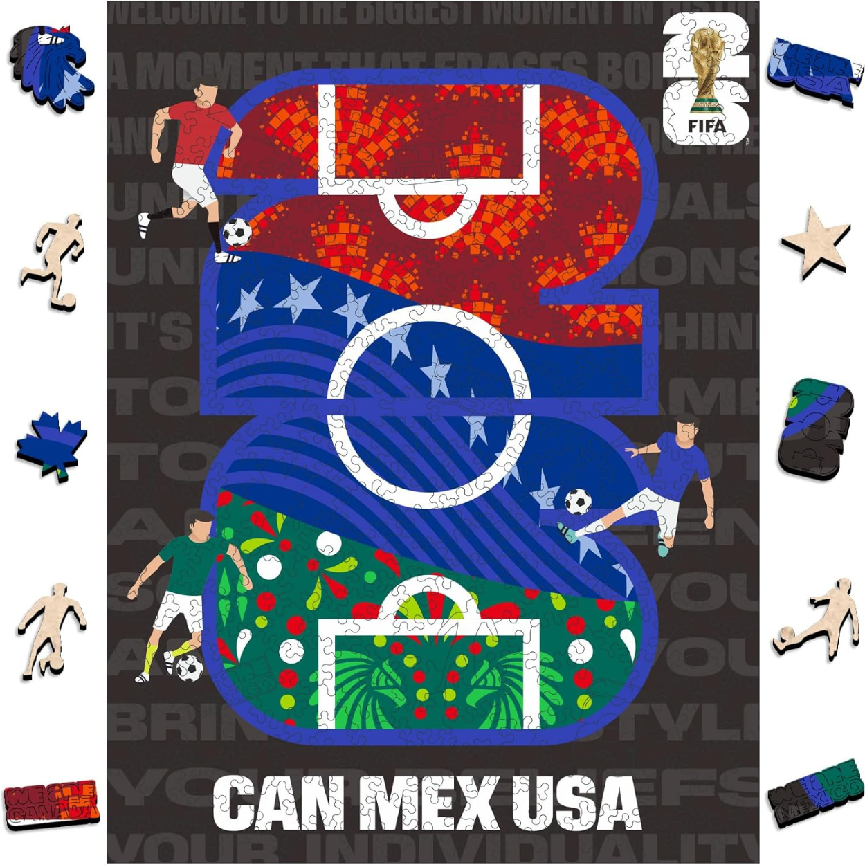 Pack Of 300 FIFA 2026 Irregular Wooden Puzzle