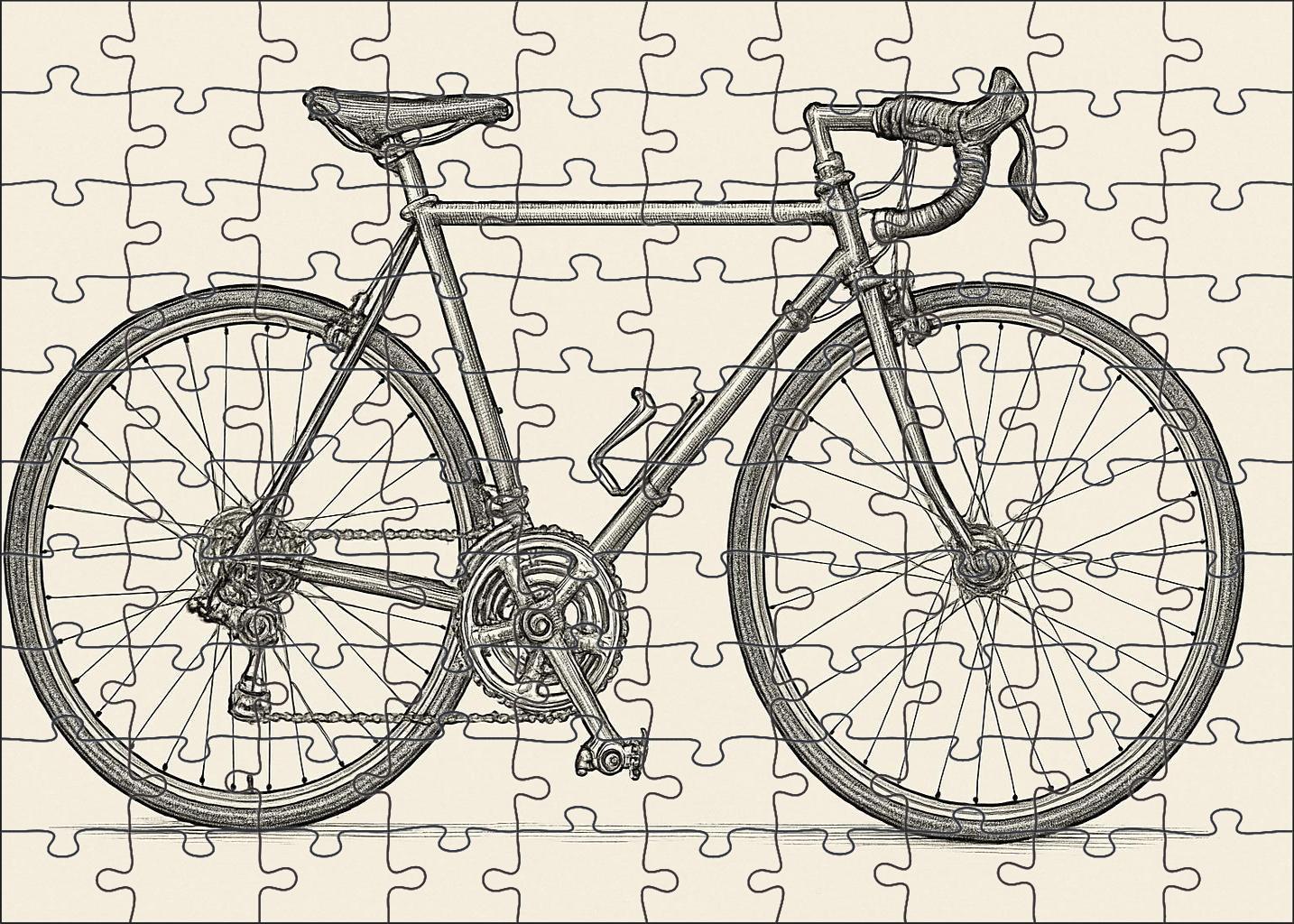 Vintage Bicycle Blueprint Technical Pen Line Drawing Puzzle Challenge