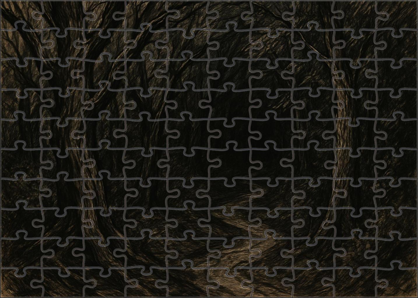 Fantasy Forest Path Expressive Ink And Brush Illustration Of Twisted Trees Puzzle Collection