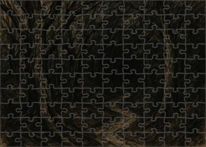 Fantasy Forest Path Expressive Ink And Brush Illustration Of Twisted Trees Puzzle Collection