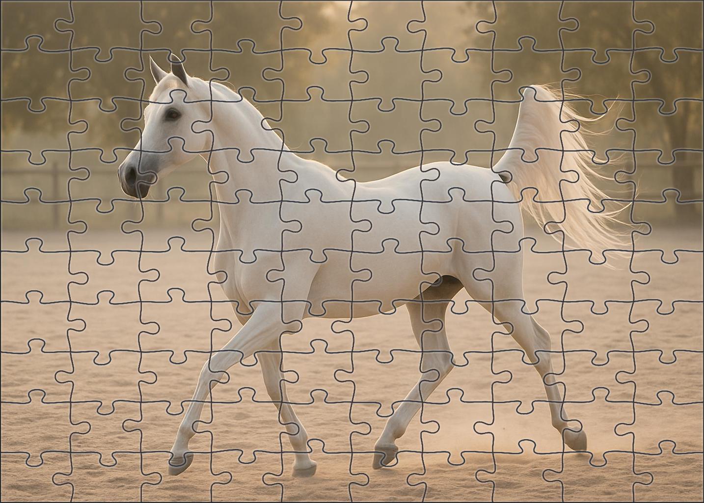Snowfall Whisper Delicate White Arabian Mare With Fluid Movements 500 Piece Puzzle