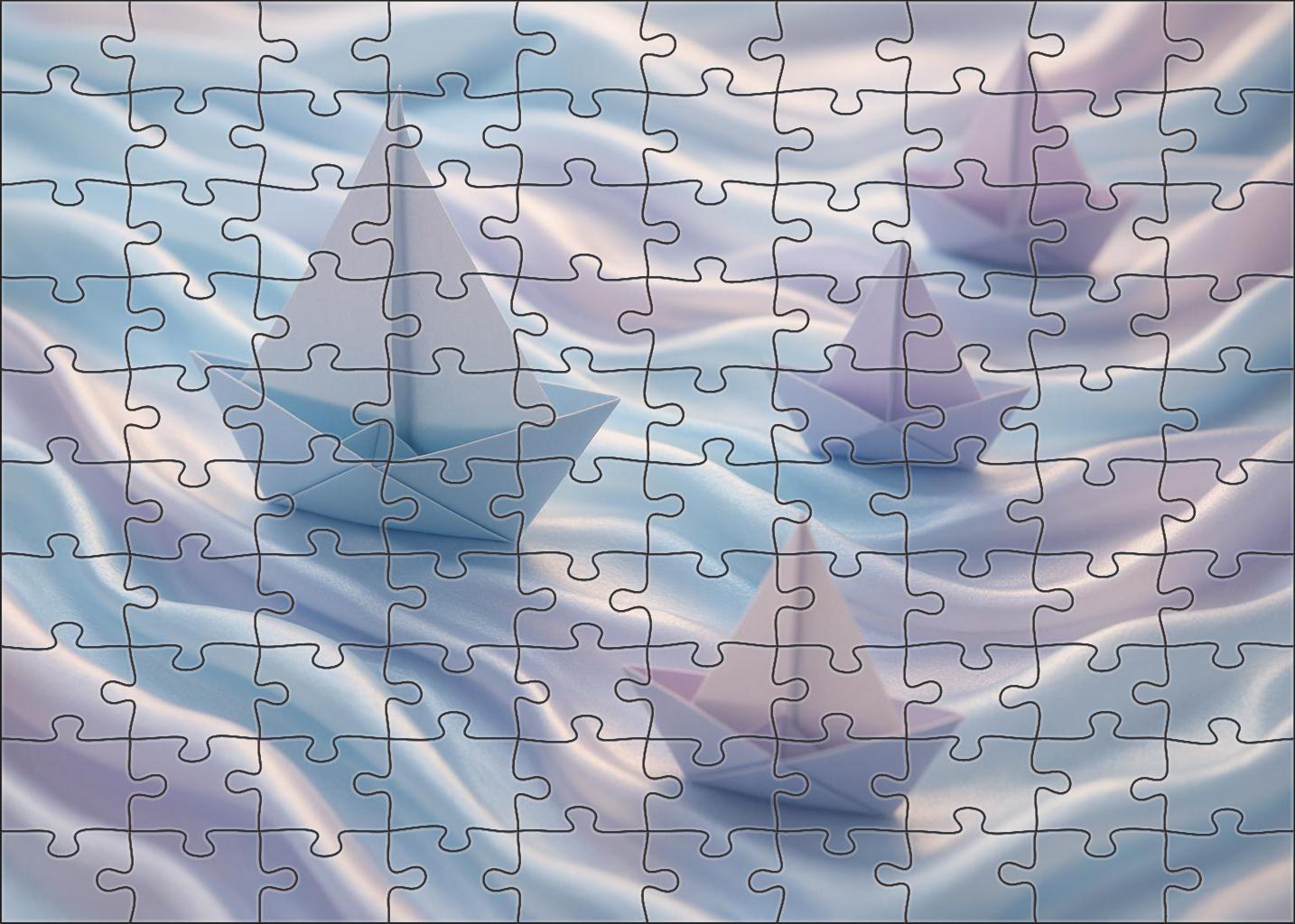 Origami Sailboats On A Ribbon River Puzzle Collection