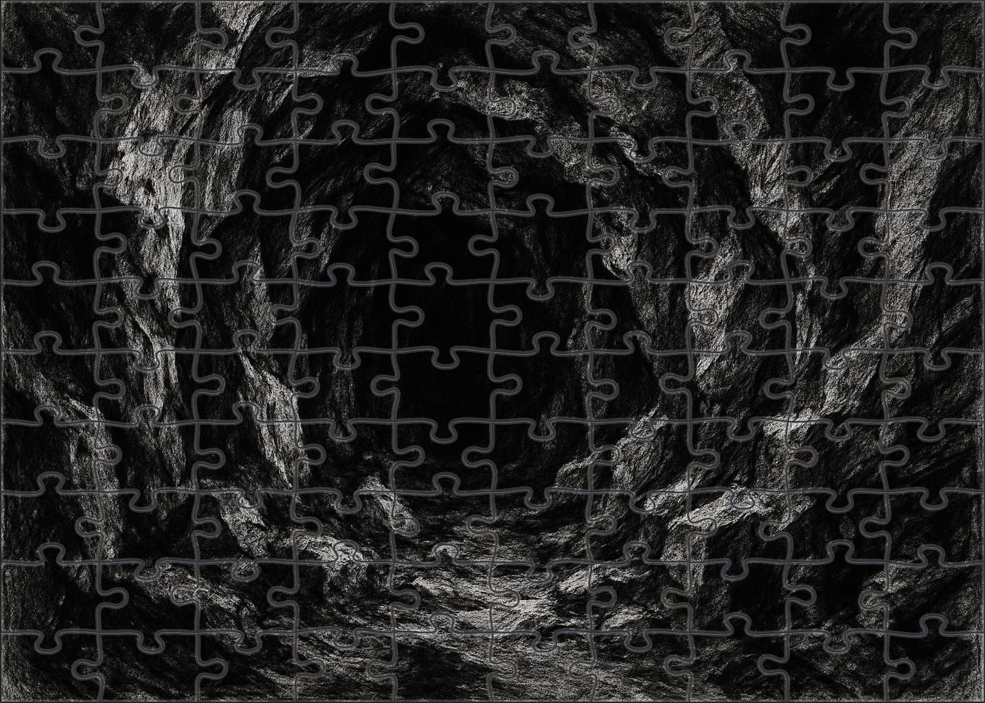 Mystical Cave Chamber Drawing Charcoal Shadows And Expressive Marks Large Format Puzzle
