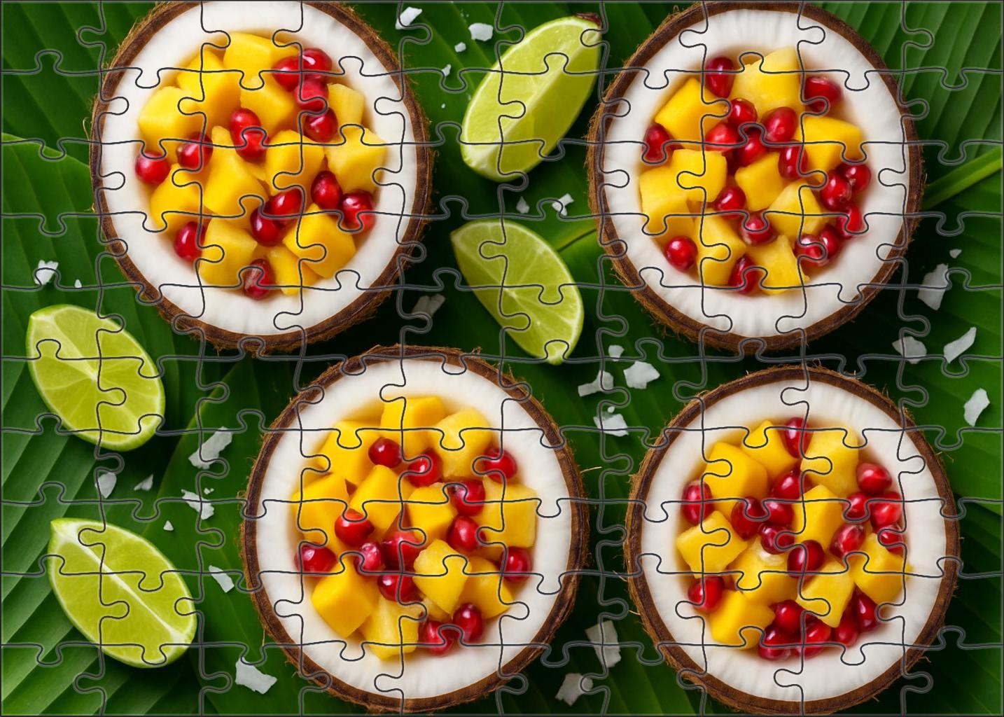 Tropical Wave Coconut Bowls Brimming With Exotic Fruits Puzzle Challenge