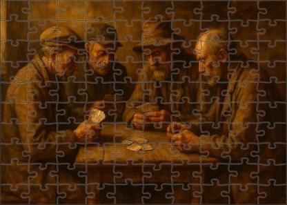 The Card Players Quiet Contest Premium Puzzle Pieces