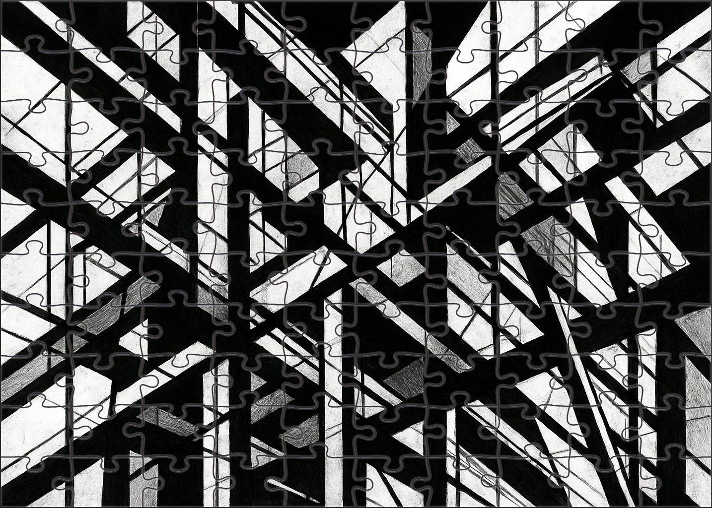 Abstract Architectural Lines Dynamic Pen Drawing Of Structural Forms Challenging Puzzles