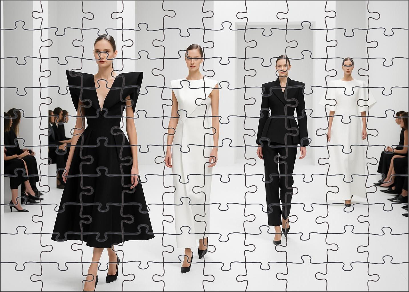 High-fashion Postminimalist Avant-garde Sculptural Silhouettes In Monochrome 20 Piece Puzzle