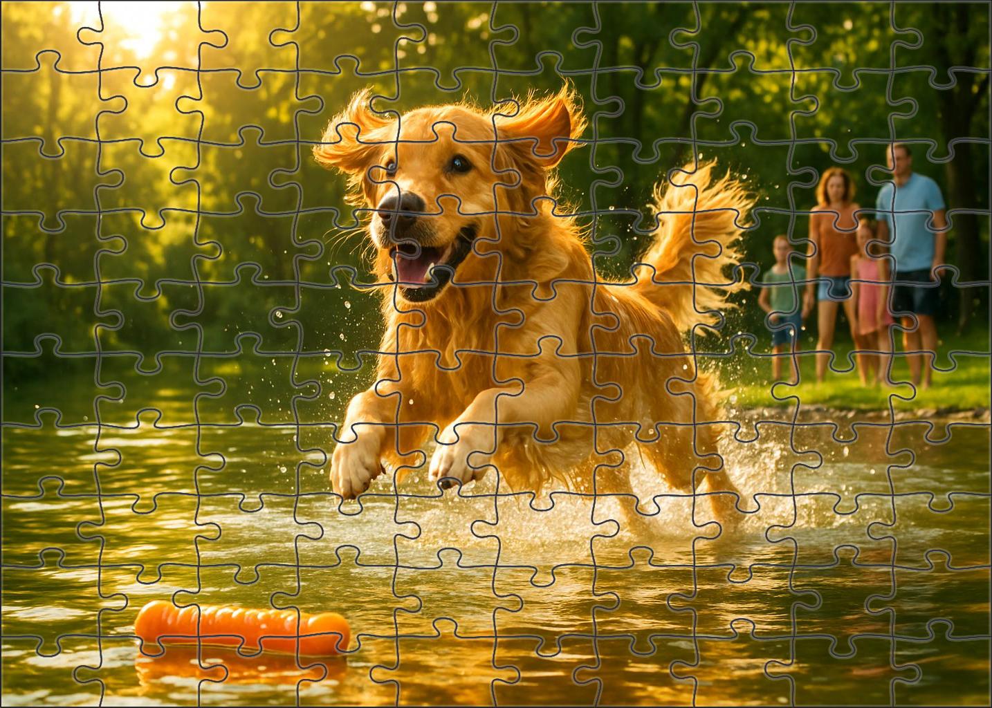 Amber Glow Warm-toned Retriever With Friendly Disposition Custom Jigsaw Puzzle