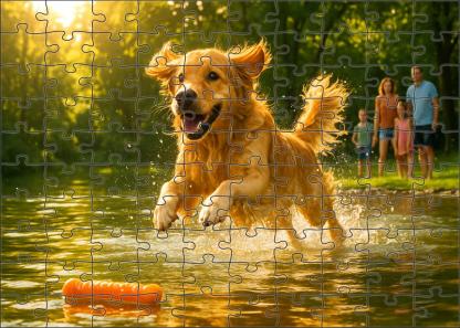 Amber Glow Warm-toned Retriever With Friendly Disposition Custom Jigsaw Puzzle