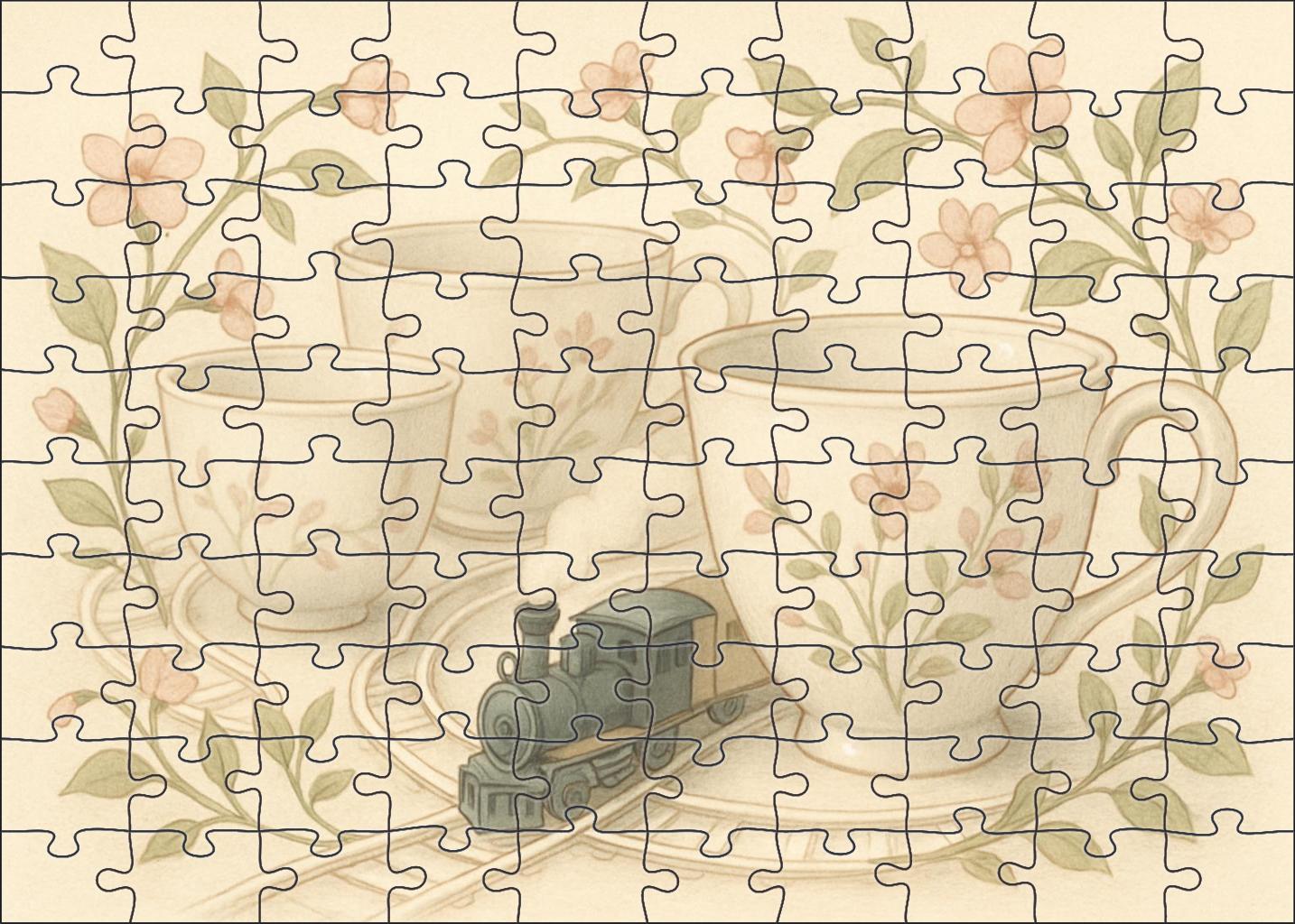 Tea Garden Train Adventure 500 Piece Puzzle