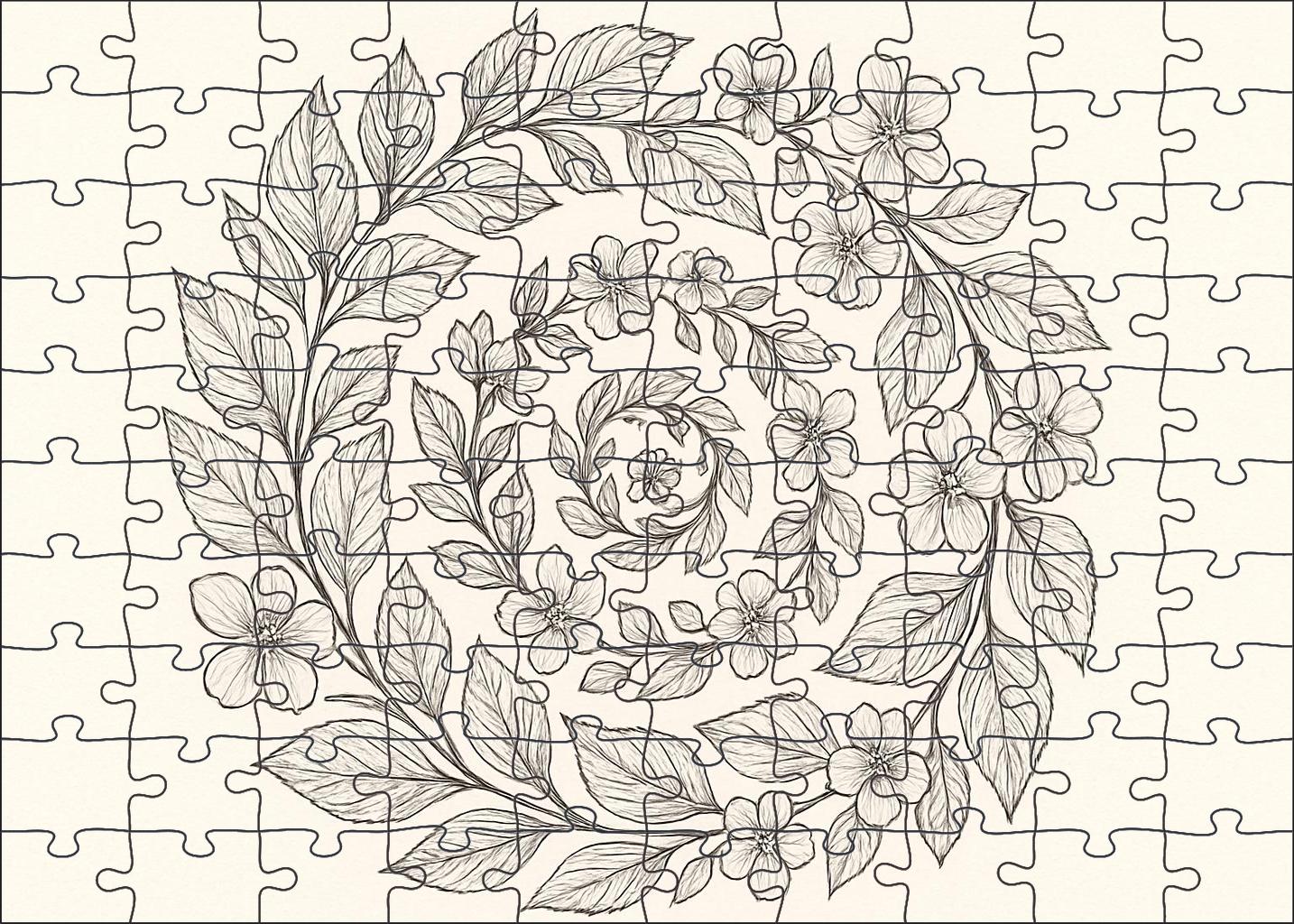 Botanical Spiral Study Intricate Fine Pen Linework And Repetitive Pattern Large Format Puzzle
