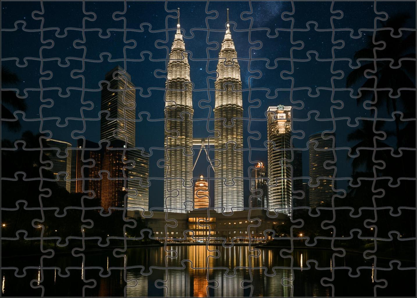 Kuala Lumpur City Centre Skyline Featuring The World-famous Petronas Twin Towers 300 Piece Puzzle