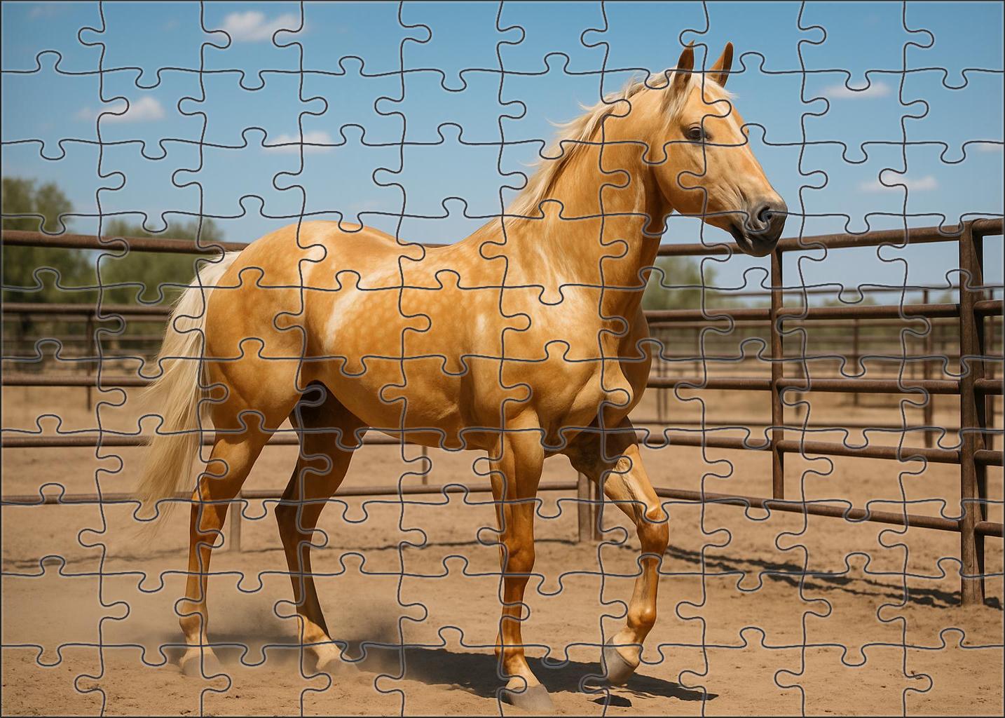 Golden Mirage Dappled Palomino Quarter Horse With Strong Stock Horse Traits Mini Puzzle