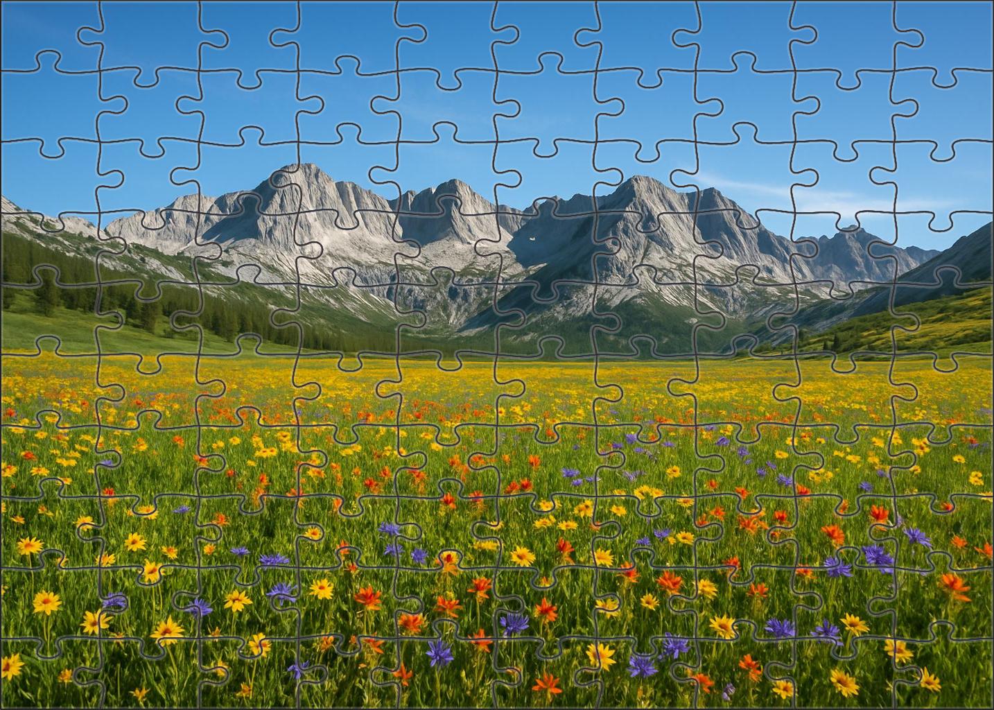 Sunlit Alpine Meadow Plateau Large Format Puzzle