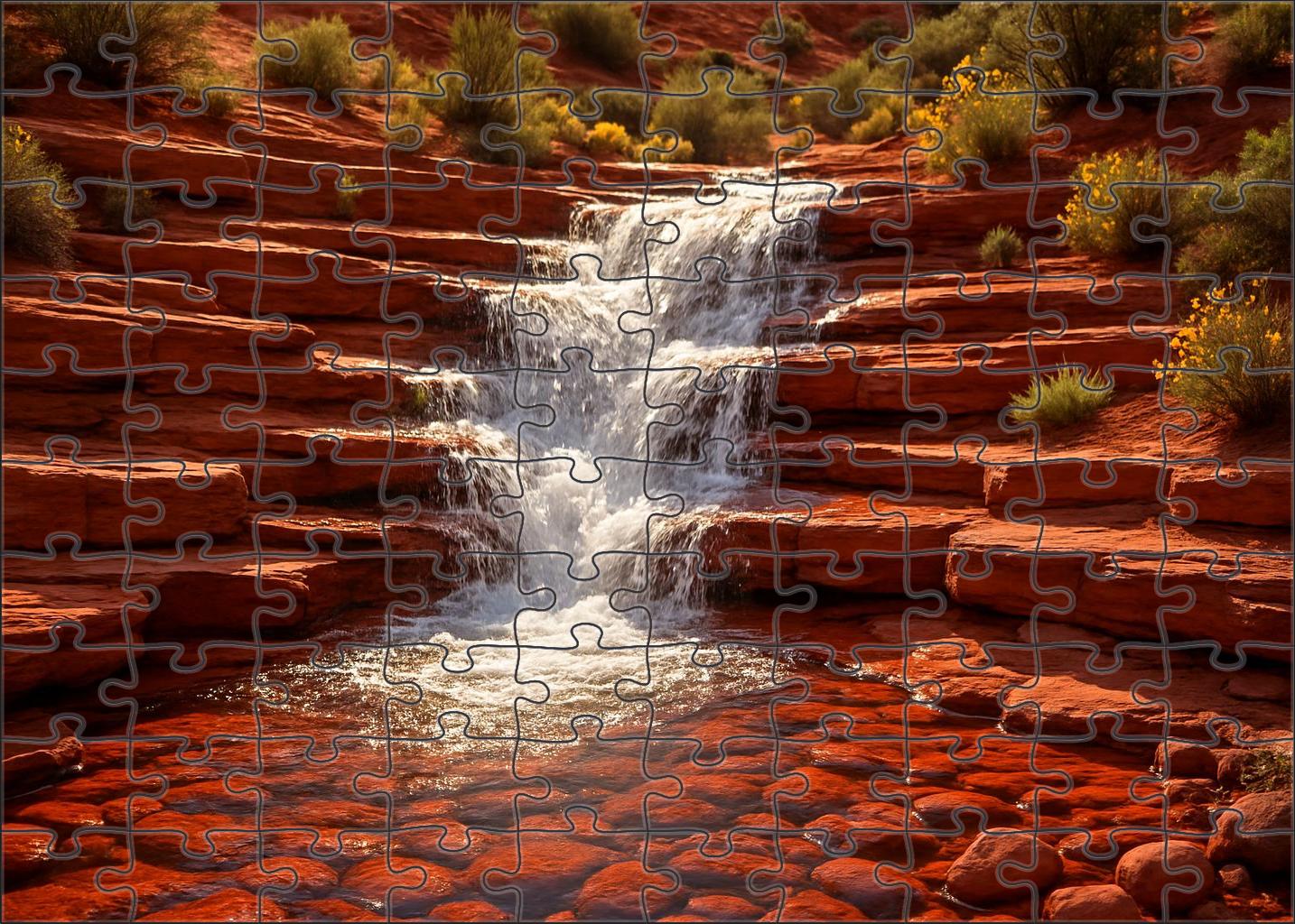 Crimson Stone Cascade Premium Puzzle Pieces
